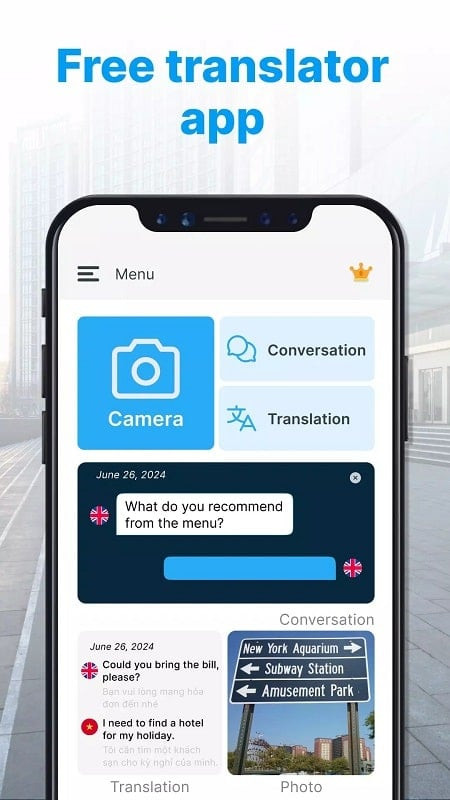 AI Translator MOD APK language selection screen