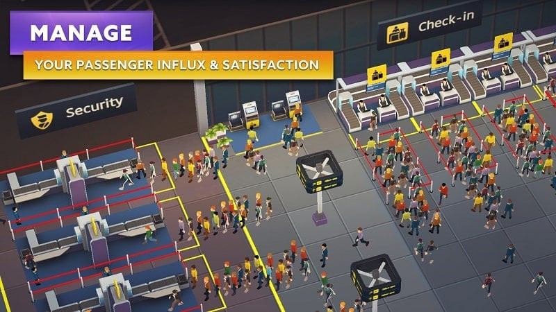 Managing flights in Airport Simulator Tycoon MOD APK