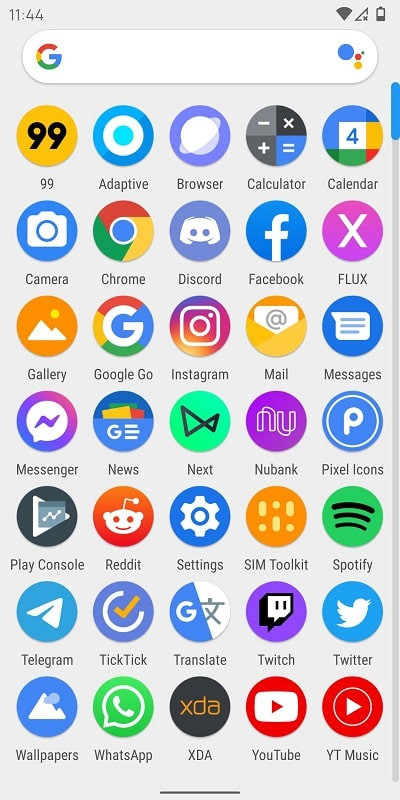 Adaptive Icon Pack allows customization of background color and wallpaper