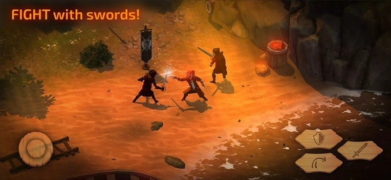 alt: Ảnh chụp màn hình game Slash of Sword 2, nhân vật chính sử dụng vũ khí để chiến đấu