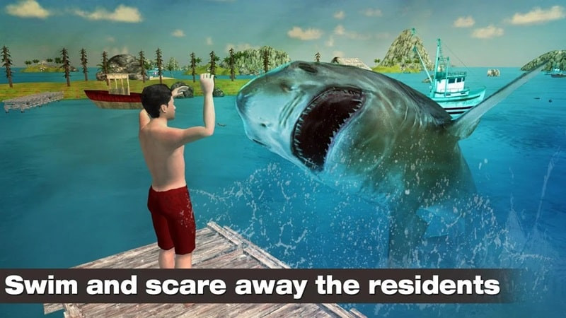 alt: Cá mập săn mồi trong Shark Game Simulator MOD APK