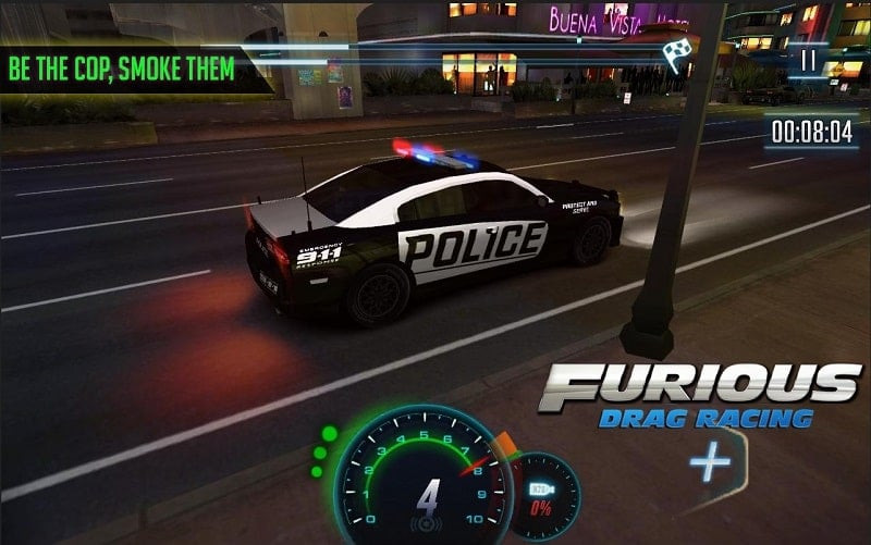 Racing action in Furious 8 Drag Racing