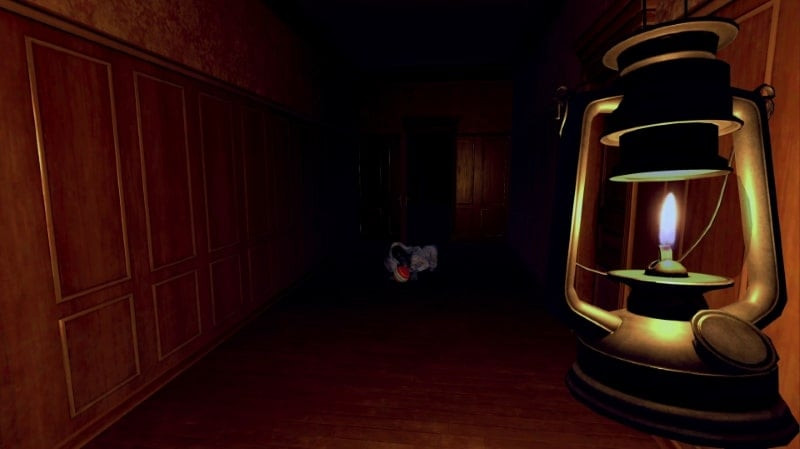 A dark and eerie scene inside an old house in Deadly Nightmare UH.