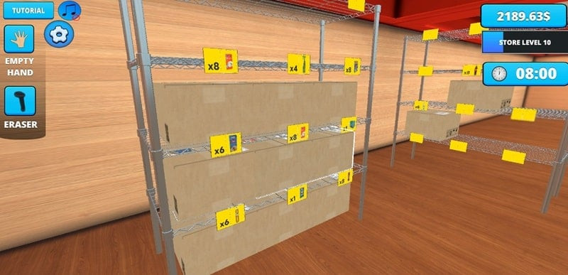 Neatly organized and visually appealing shelves in Retail Store Simulator