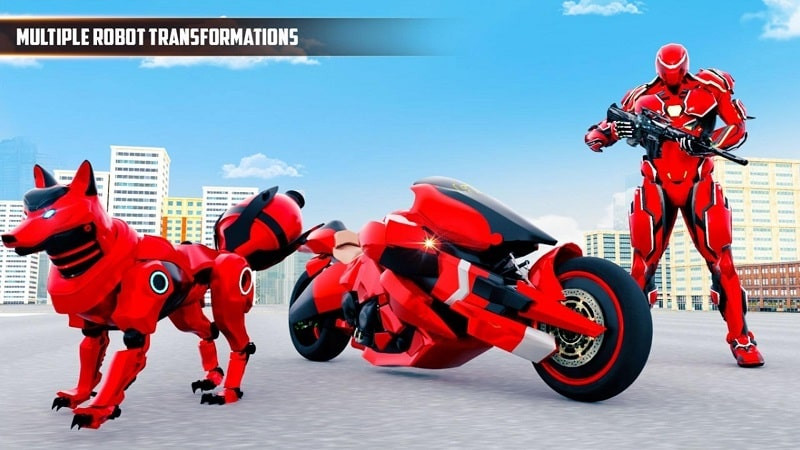 Fox robot transforming into a vehicle in Fox Robot Transform Bike Game for Android