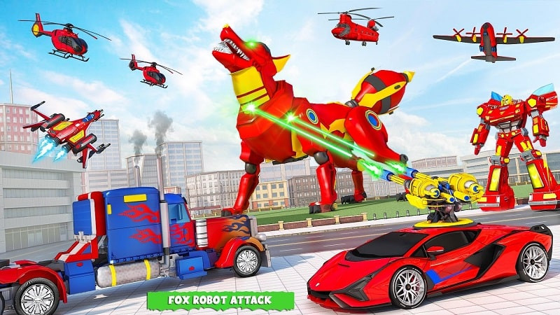 Fox robot in Fox Robot Transform Bike Game APK Free