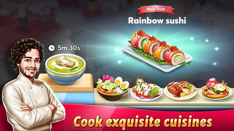 alt: Đầu bếp đang chế biến món ăn trong game Star Chef 2