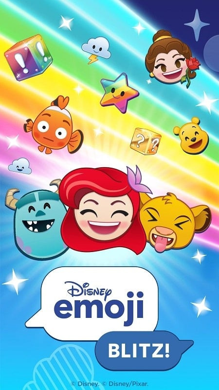 alt: Gameplay Disney Emoji Blitz với hiệu ứng đặc biệt khi ghép nhiều biểu tượng