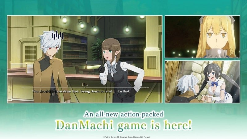 alt: Giao diện chiến đấu trong game DanMachi BATTLE CHRONICLE