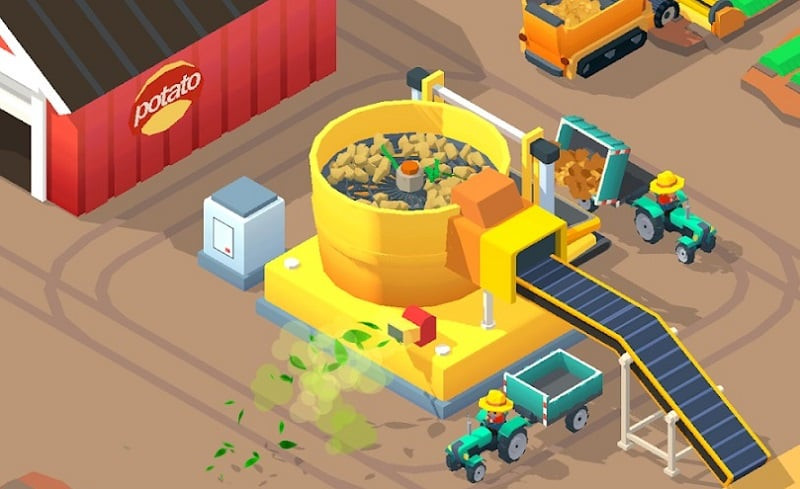 alt: Giao diện chính của game Potato Inc với hình ảnh cánh đồng khoai tây rộng lớn