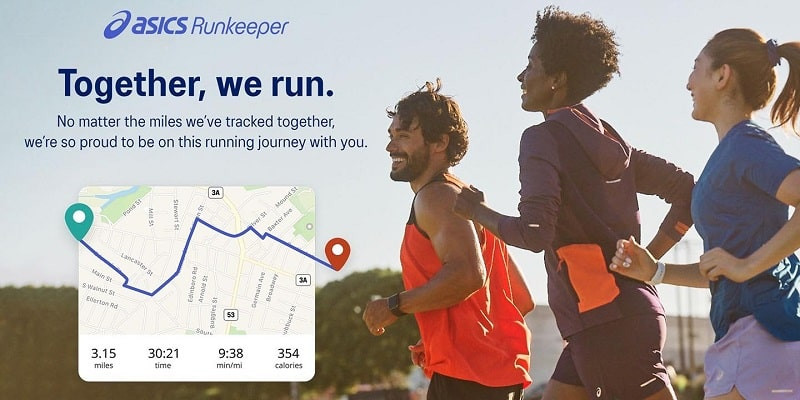 alt: Giao diện chính của ứng dụng ASICS Runkeeper