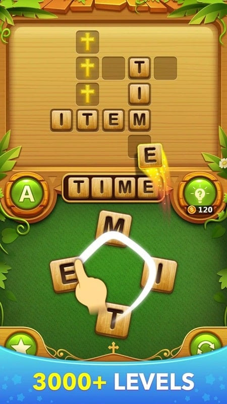 alt: Giao diện chơi game Bible Word Cross Puzzle trên điện thoại