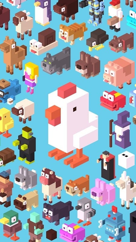 Crossy Road gameplay on a TV screen