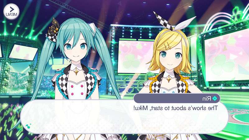 Alt: Giao diện chọn bài hát trong Hatsune Miku: Colorful Stage!.