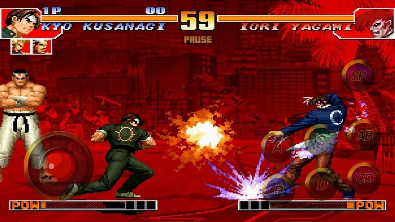 alt: Giao diện chọn nhân vật trong The King of Fighters '97 với danh sách các võ sĩ