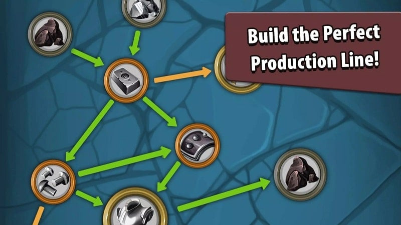 alt: Giao diện Crafting Idle Clicker trên Android, cho thấy các công trình và tài nguyên.