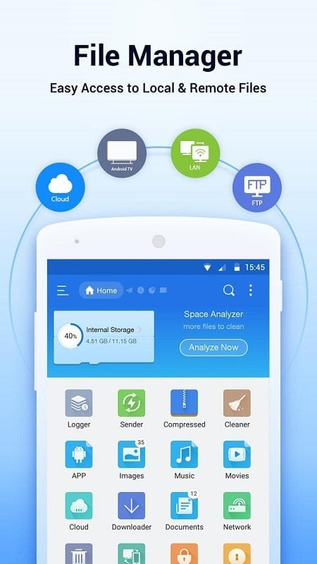 ES File Explorer MOD APK interface with Premium features unlocked