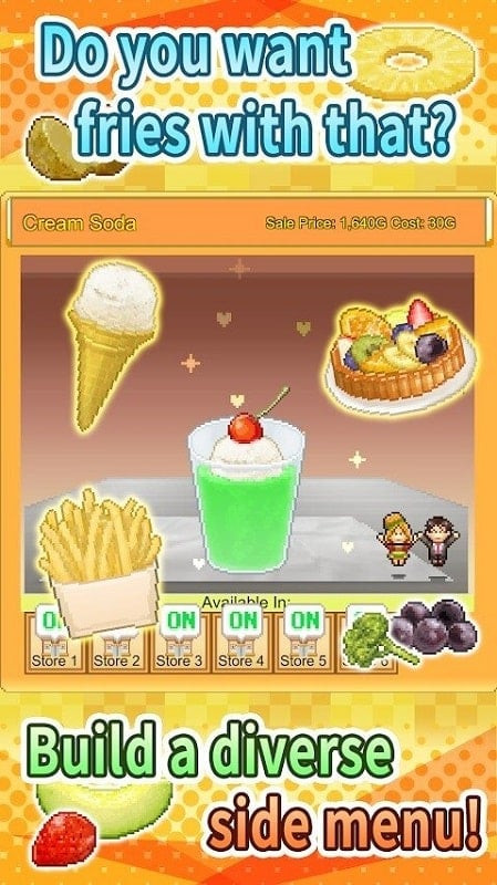 Alt: Giao diện game Burger Bistro Story trên điện thoại, hiển thị cảnh chế biến món ăn trong bếp.