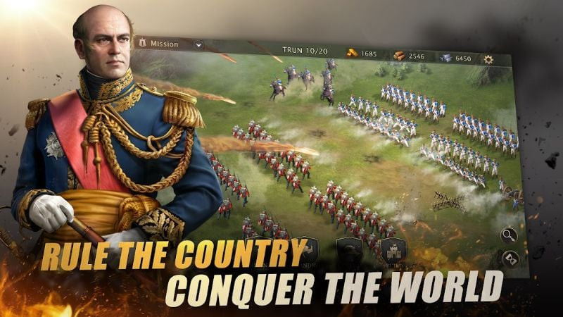 alt: Giao diện game Grand War 2: Strategy Games hiển thị quân đội di chuyển trên bản đồ