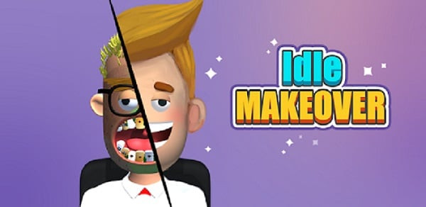 alt: Giao diện game Idle Makeover với nhân vật đang được trang điểm