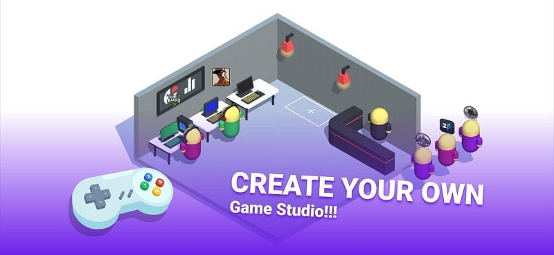 Alt: Giao diện game Internet Cafe Creator Idle với hình ảnh một phòng net hiện đại