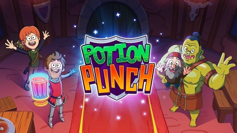 alt: Giao diện game Potion Punch với nhân vật chính đang pha chế