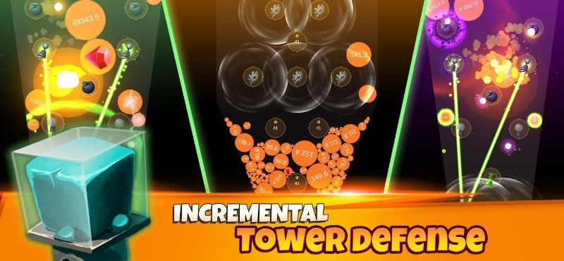 alt: Giao diện game TowerBall với các tùy chọn nâng cấp tháp và pháo.