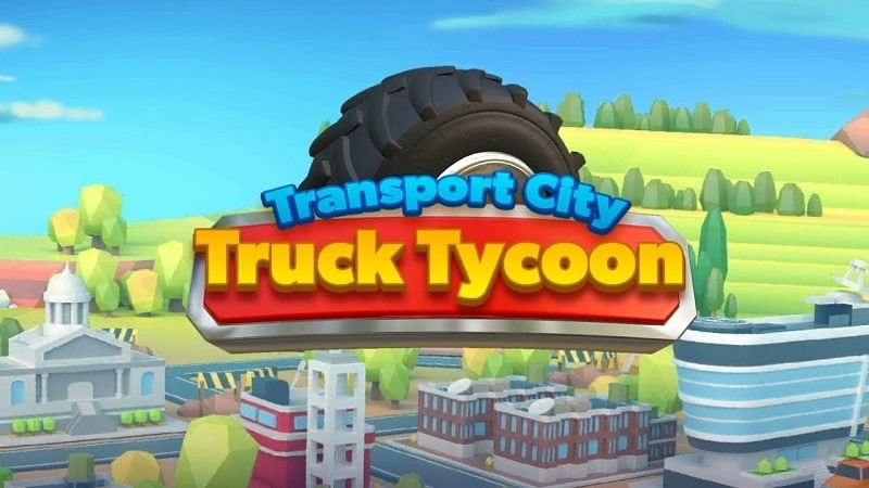 alt: Giao diện game Transport City với hình ảnh xe tải đang vận chuyển hàng hóa.