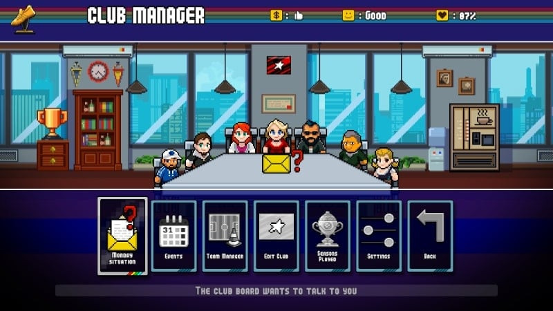 Player selection screen in Pixel Cup Soccer