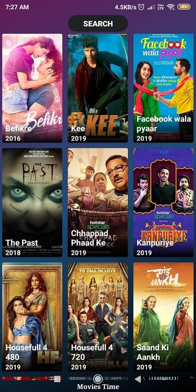 Movies Time MOD free app interface on a phone