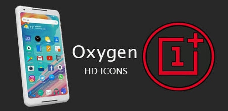 alt: Giao diện Oxigen HD - Icon Pack với các biểu tượng và hình nền đẹp mắt