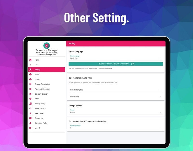 Password management interface categorized by groups