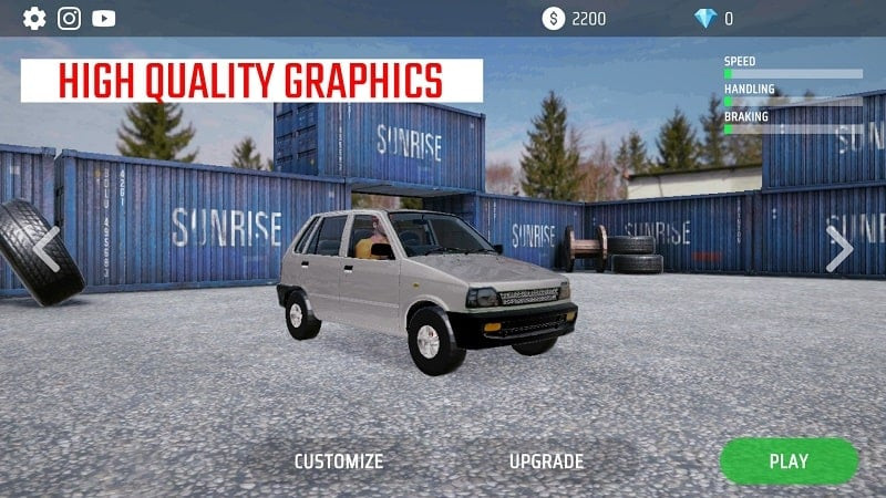 Car customization interface in Indian Car Stunt Simulator