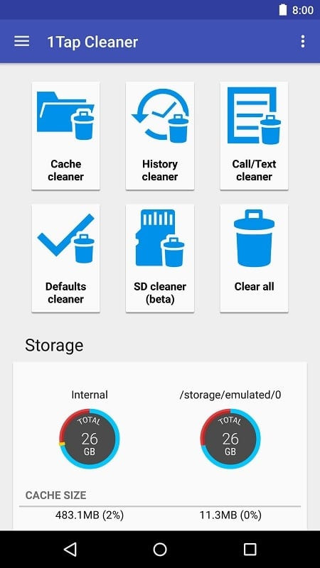 1Tap Cleaner Pro MOD app interface