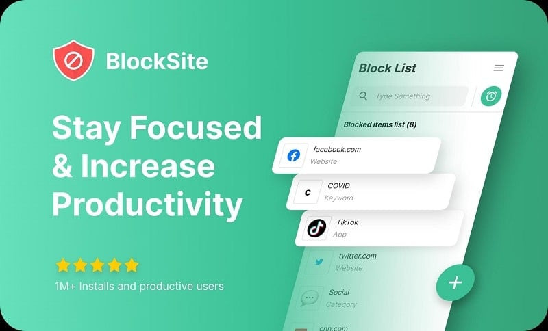 alt: Giao diện ứng dụng BlockSite trên điện thoại