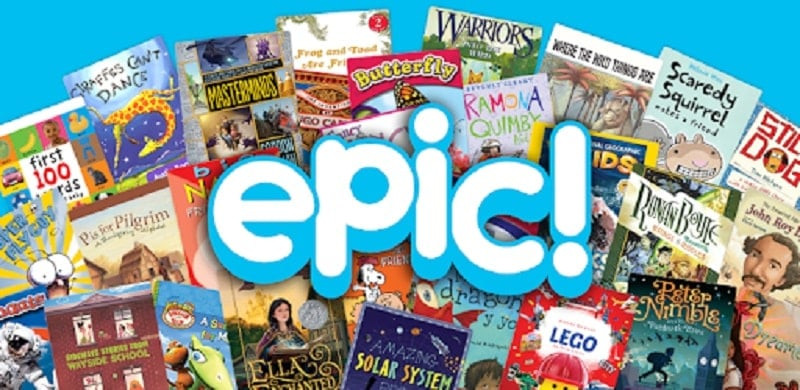 alt: Giao diện ứng dụng Epic: Kids’ Books & Educational với nhiều sách và video giáo dục