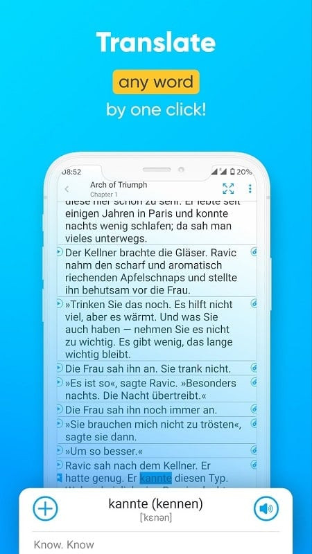 Bilingual translation feature in Parallel Translation of Books app