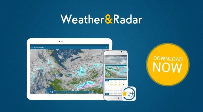 alt: Giao diện ứng dụng Weather & Radar – Pro hiển thị dự báo thời tiết