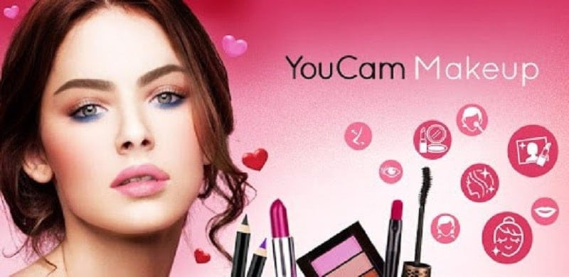 alt: Giao diện ứng dụng YouCam Makeup với nhiều tính năng làm đẹp