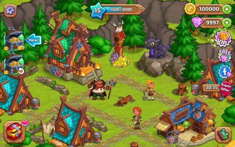 Trading by boat in Vikings and Dragon Island Farm