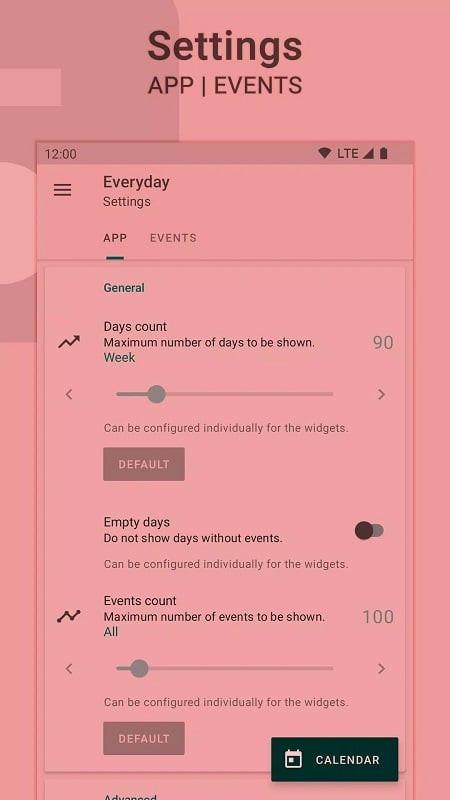 Detailed schedule display on Everyday Calendar Widget