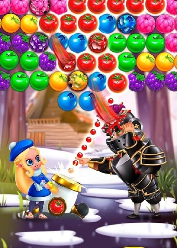 alt: Hình ảnh các loại bong bóng trái cây trong game Bubble Shooter