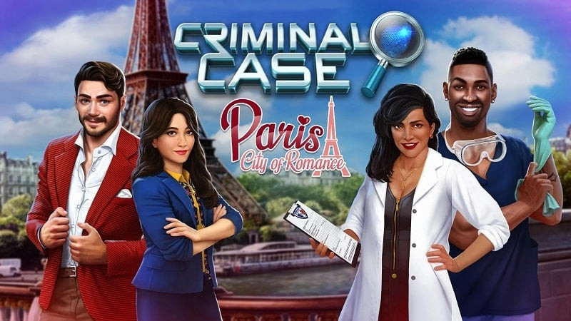 alt: Hình ảnh Criminal Case: Paris hiển thị danh sách các nghi phạm trong một vụ án.