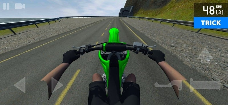 alt: Hình ảnh đường đua trong game Wheelie Life 2 với phong cảnh đẹp mắt