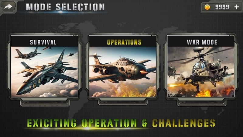 Aerial combat scene in Fighter Jet Warfare Air Combat MOD APK