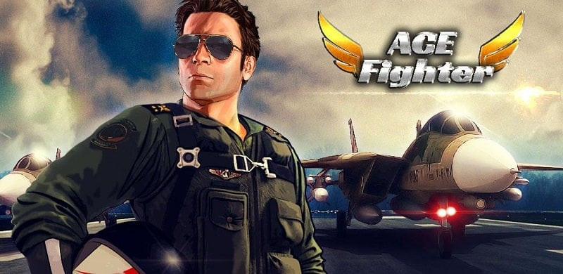 alt: Hình ảnh game Ace Fighter với chiến đấu cơ đang bay lượn trên bầu trời