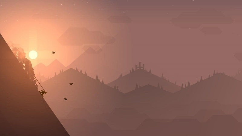 Scenic mountain vista in Alto's Adventure with dynamic lighting