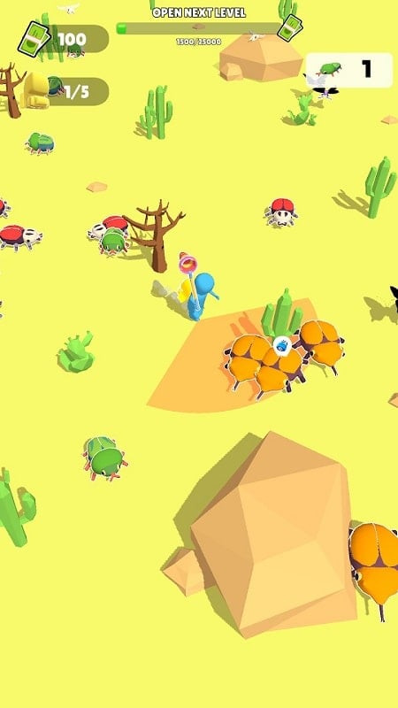 Bugs in Aquarium gameplay showing an upgraded garden