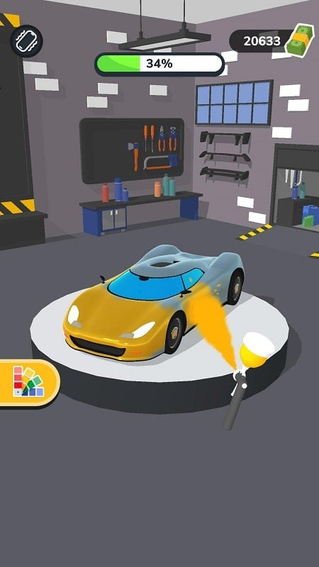 alt: Hình ảnh game Car Master 3D với giao diện sơn xe nhiều màu sắc