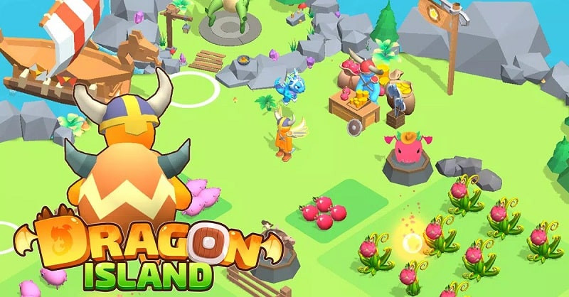 alt: Hình ảnh game Dragon Island với những chú rồng đáng yêu